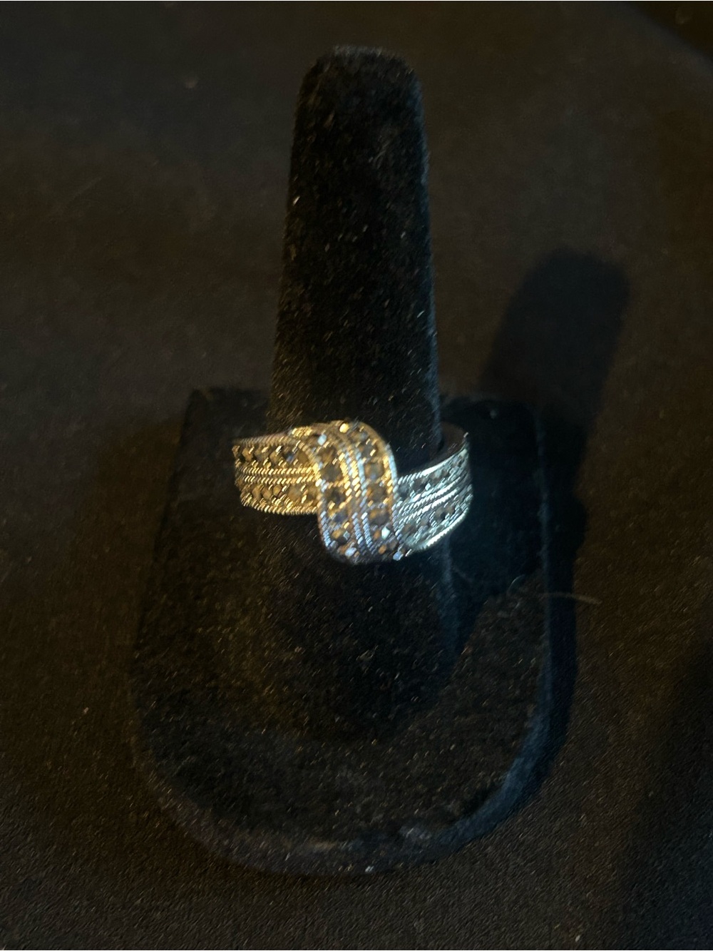 Silver-Tone Pave Knot Statement Ring - Silver